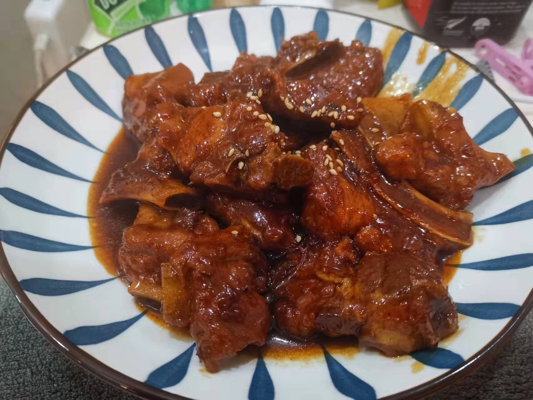Sweet-and-sour pork riblets in a glossy glaze