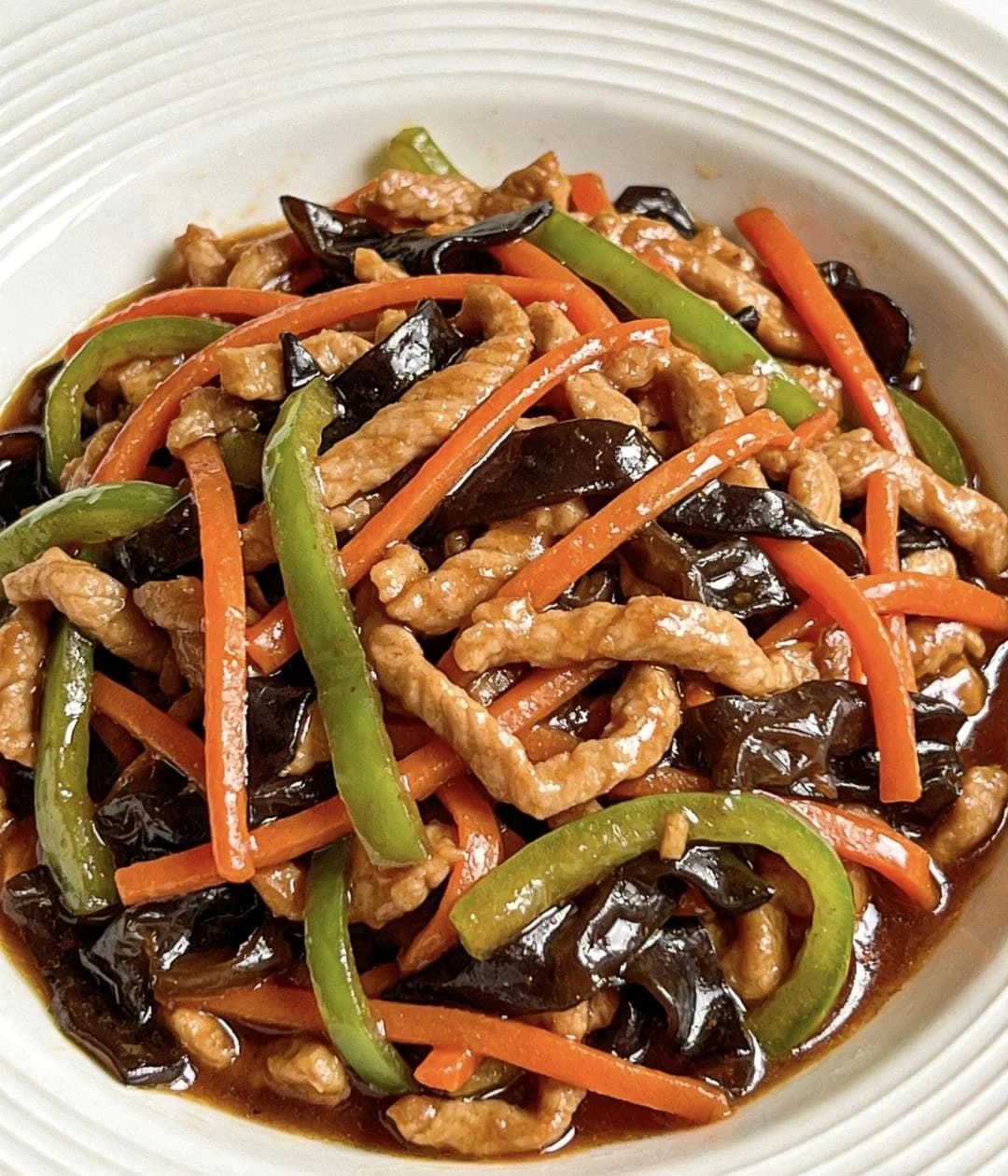 Home-Style Fish-Flavored Shredded Pork — finished dish, ready to serve.