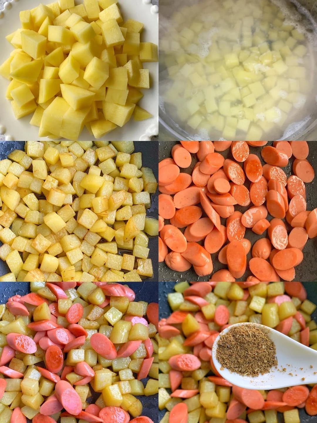 Cumin Potato and Ham Chunks — step 2 visual checkpoint.