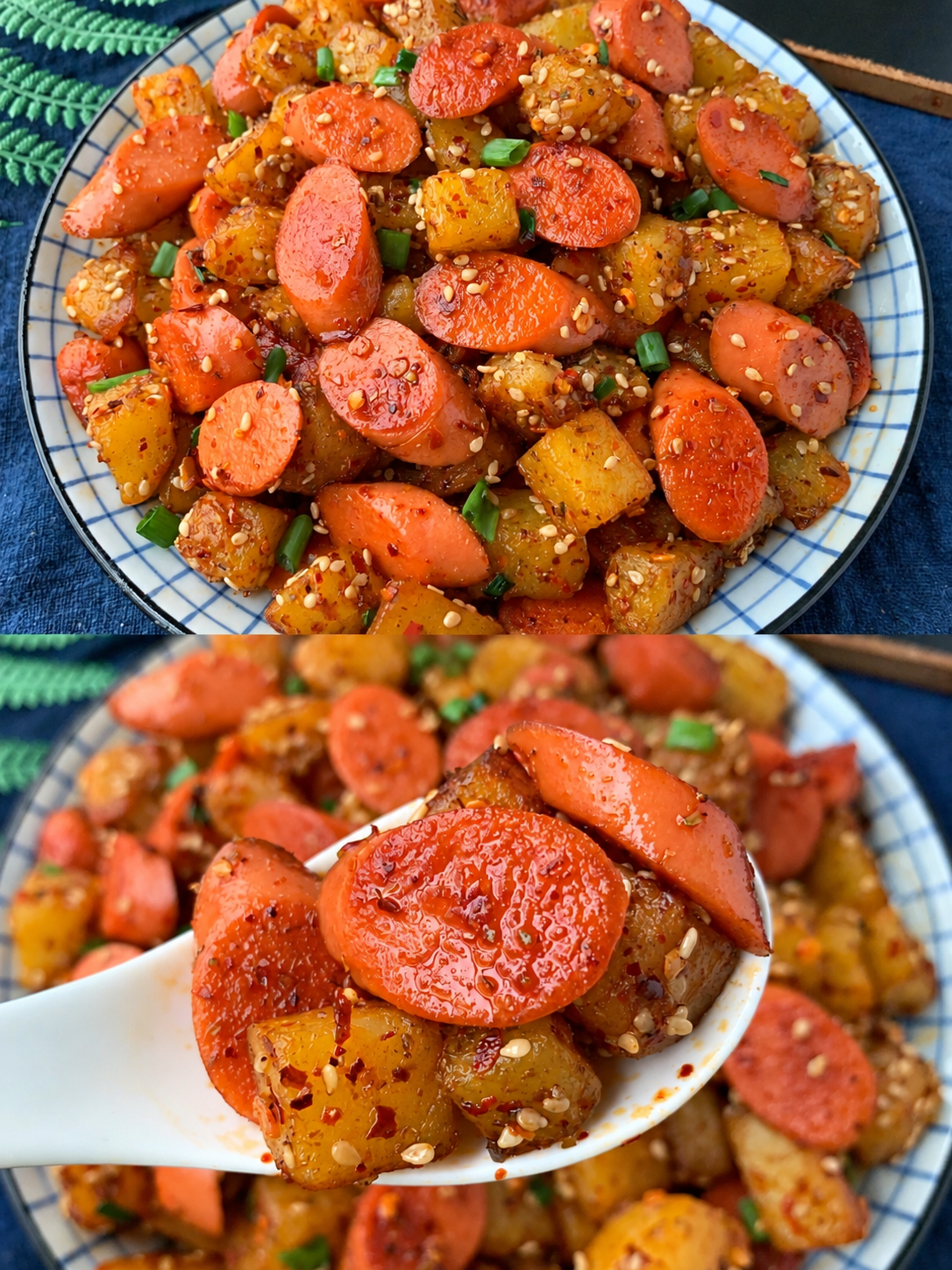 Cumin Potato and Ham Chunks — finished dish, ready to serve.