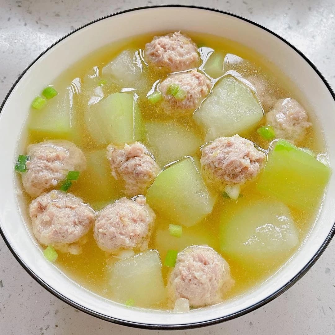 Ultra-Savory Winter Melon Meatball Soup — finished dish, ready to serve.