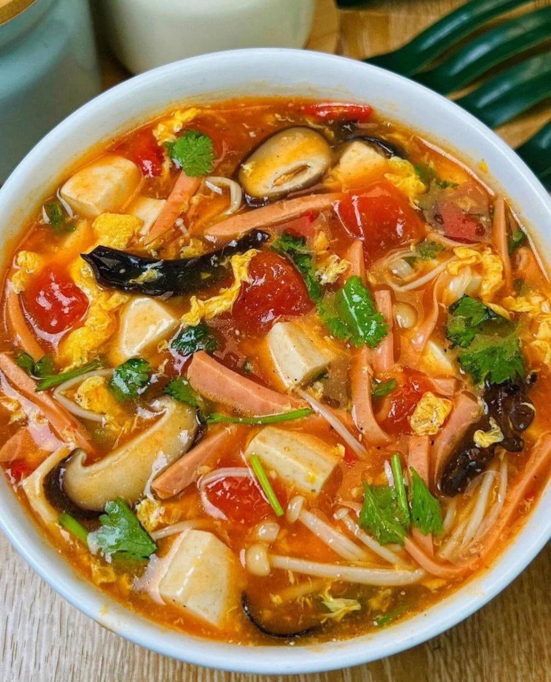 Home-Style Hot and Sour Soup — finished dish, ready to serve.