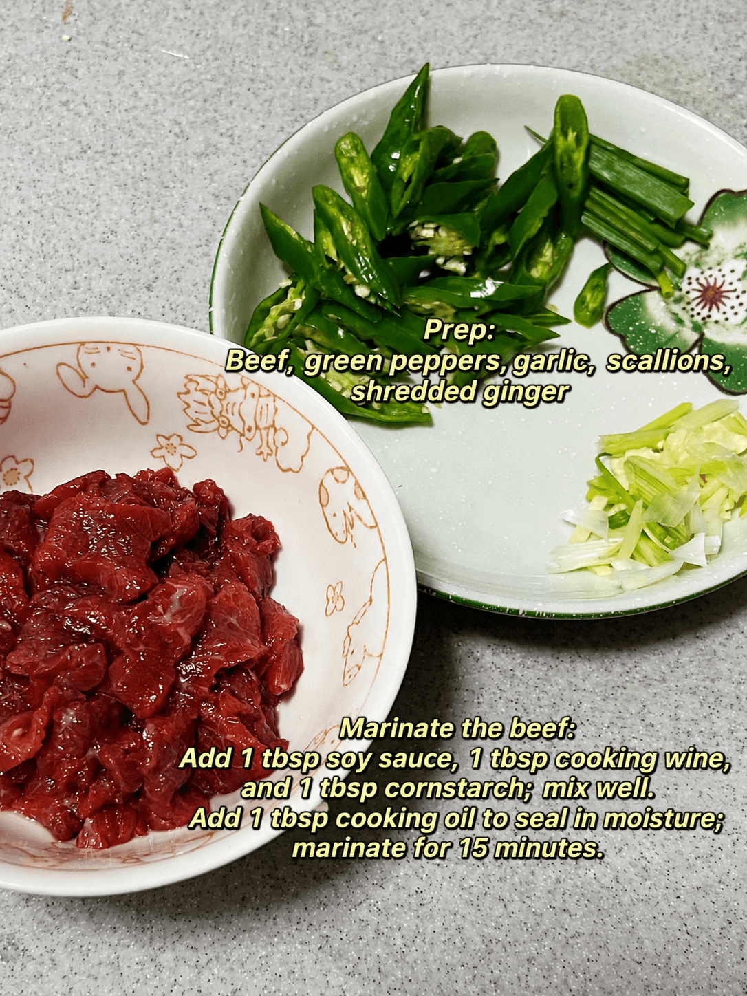 Home-Style Stir-Fried Beef with Green Peppers — step 1 visual checkpoint.