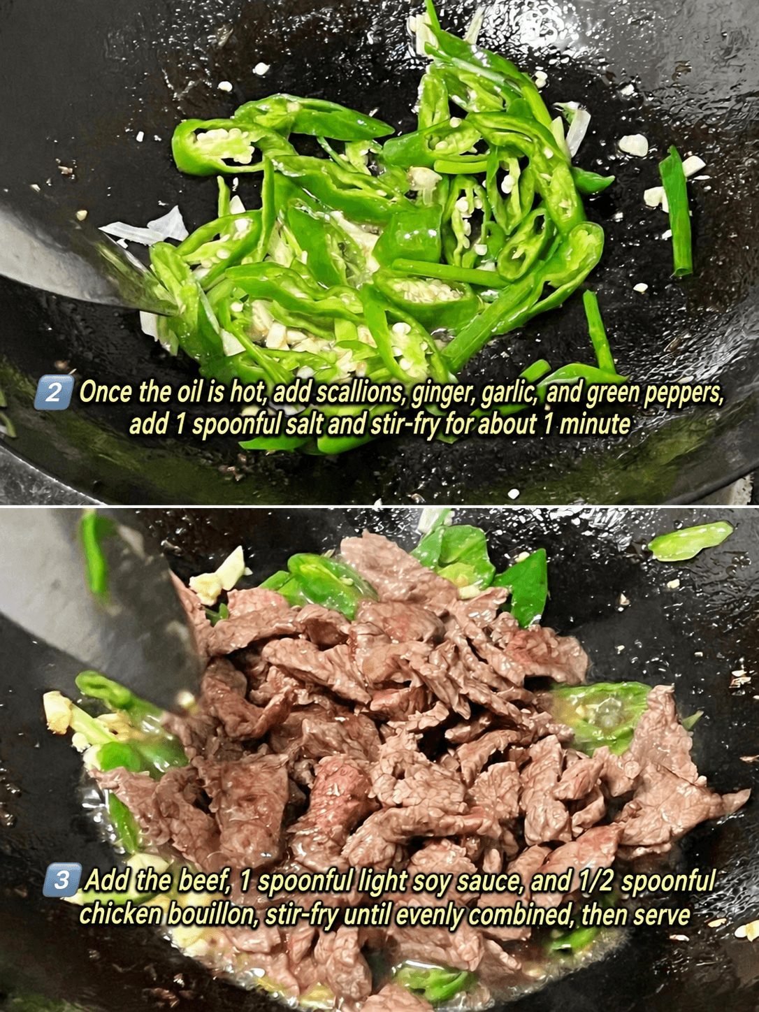 Home-Style Stir-Fried Beef with Green Peppers — step 3 visual checkpoint.