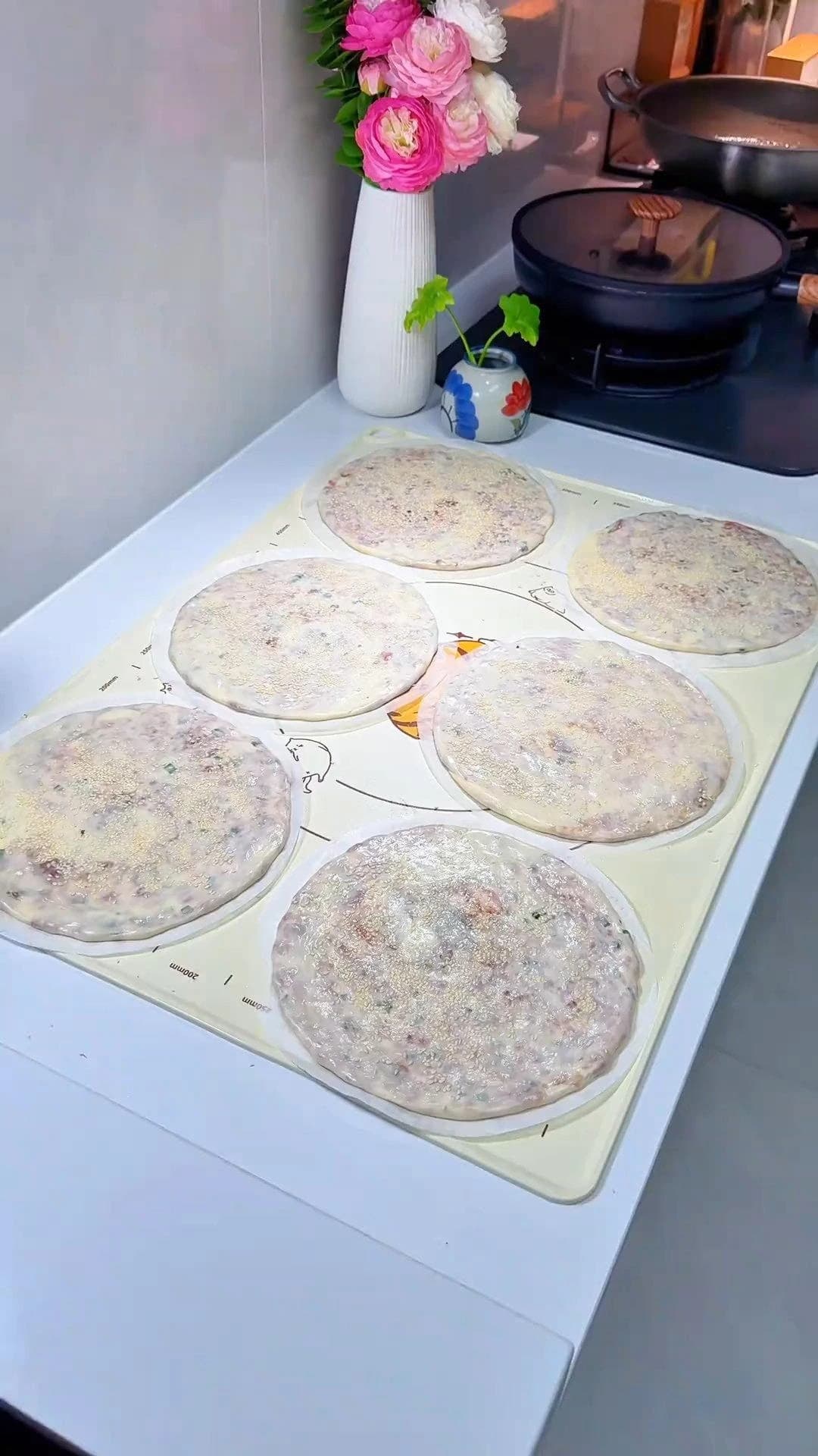 Half-Hot-Water Dough Scallion Pork Flatbread (No Fermentation, Freezer Meal Prep, Thermomix Version) — finished dish, ready to serve.