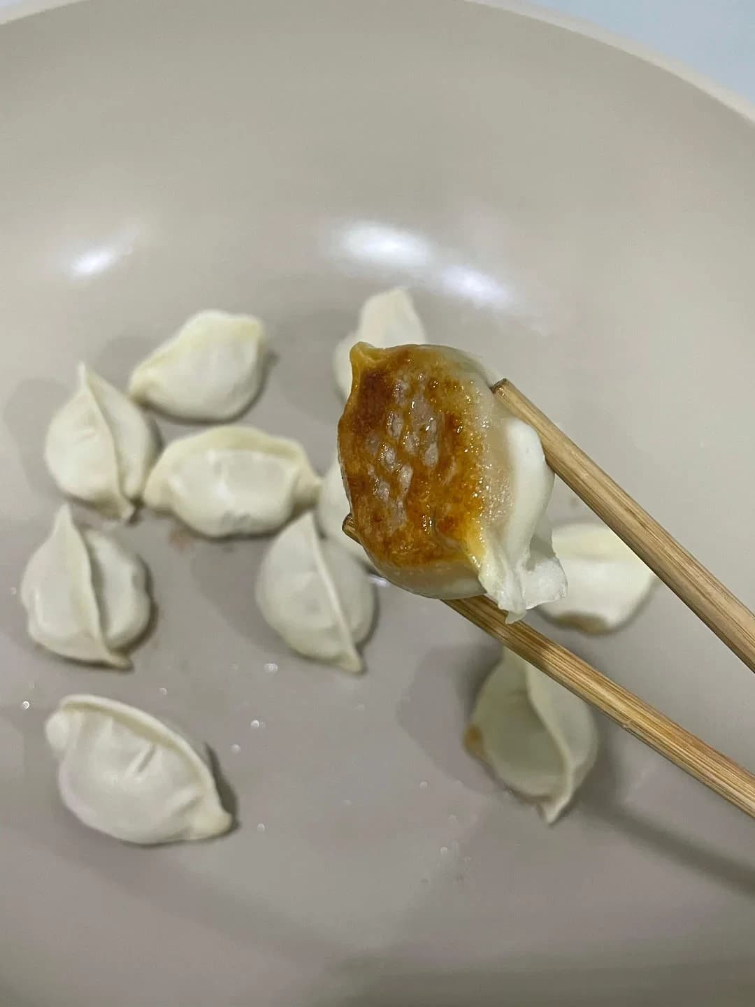 Step 2 photo for 10-Minute Pan-Fried Dumplings for Breakfast
