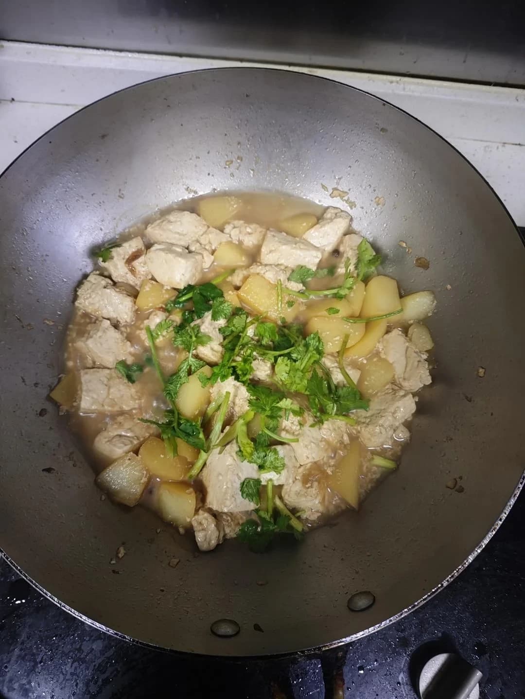 Step 3 photo for Chinese Breakfast – Congee, Sweet Potato, and Braised Potato with Tofu