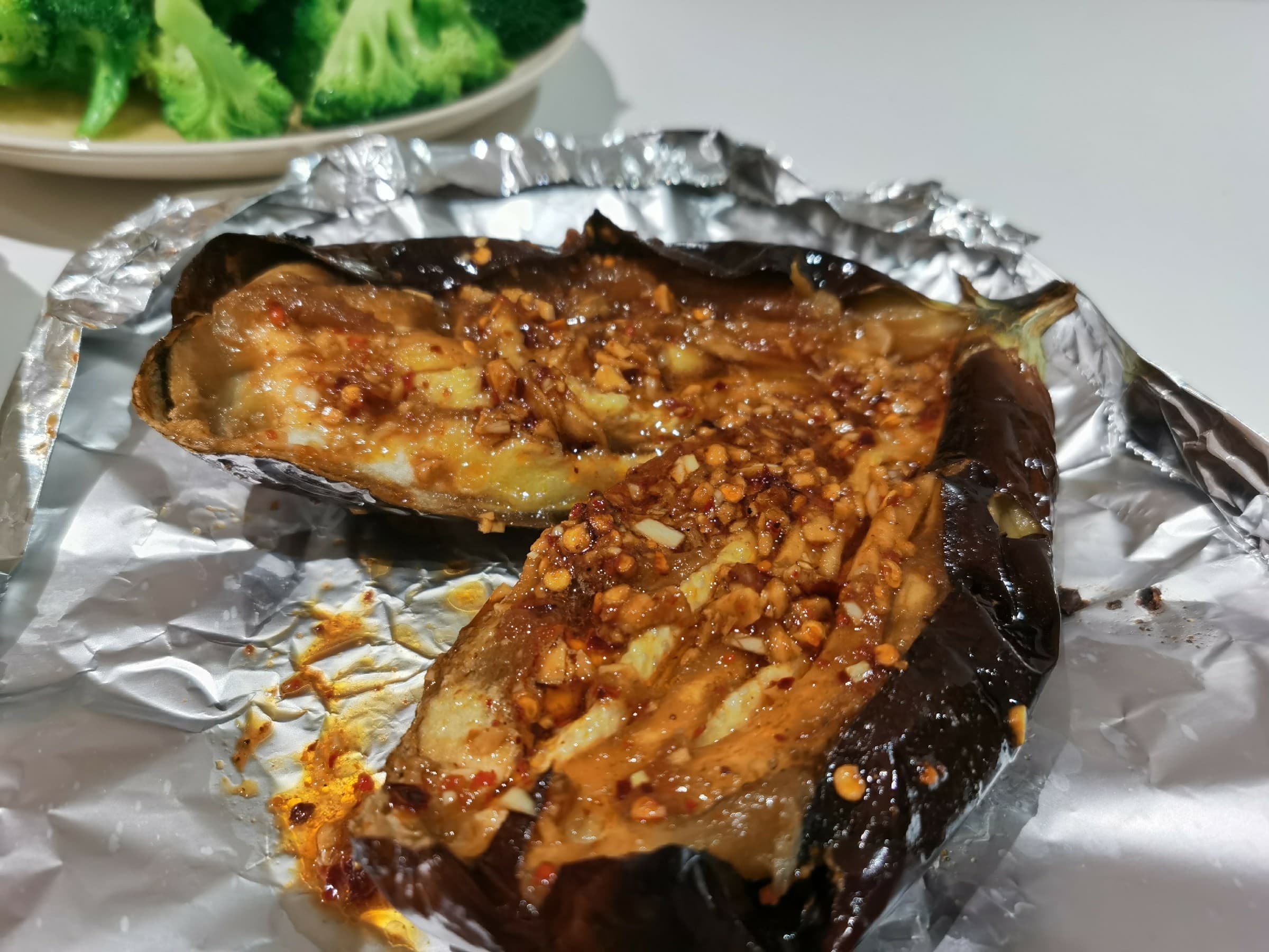 Chinese roasted eggplant with garlic and chile
