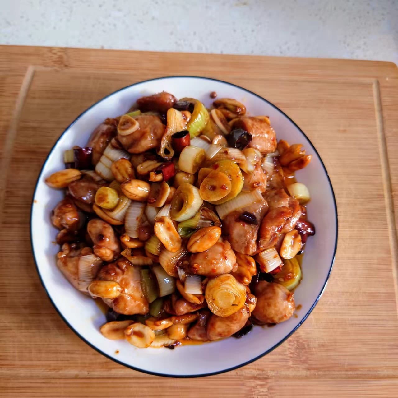 Kung pao chicken with peanuts and dried chiles