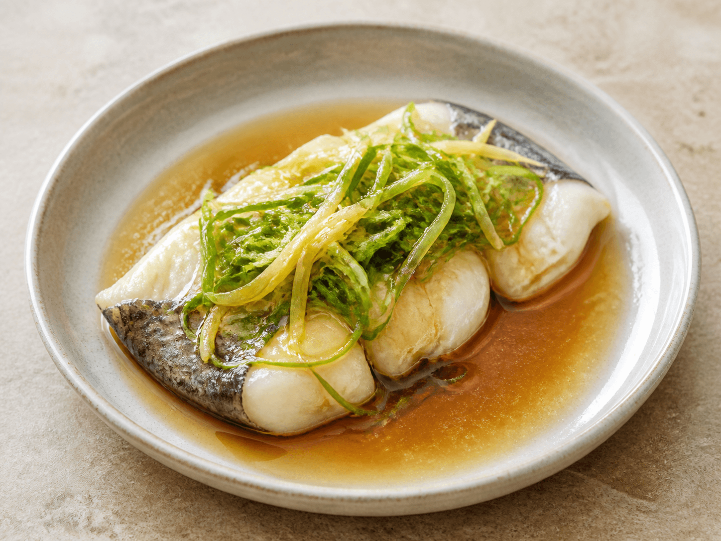 Microwave Ginger-Scallion Black Cod, a Chinese cantonese dish