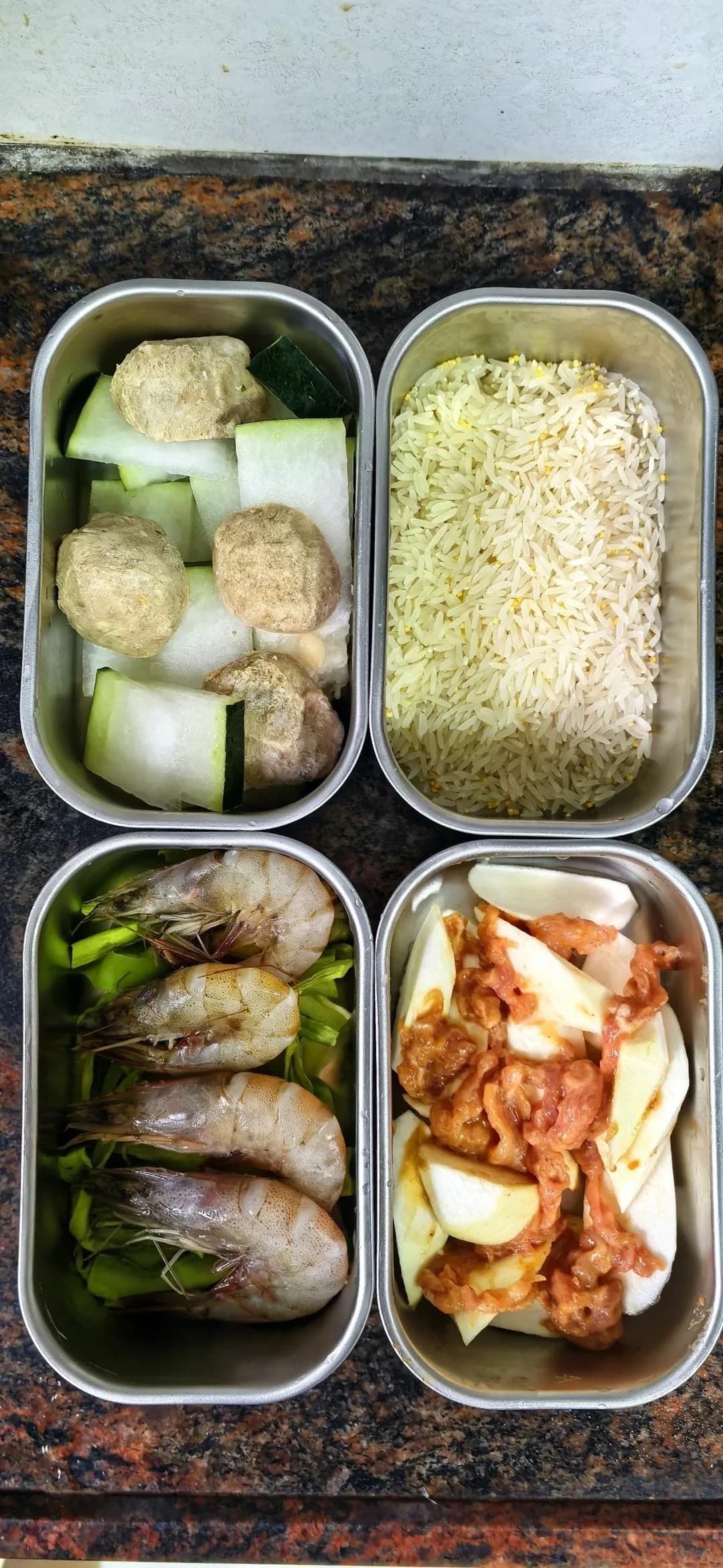 Step 3 photo for One-Person Quick Steamed Rice, Dishes & Soup (Ongoing)