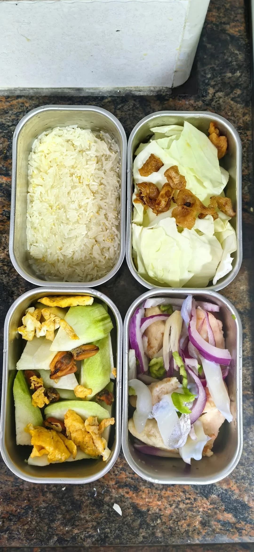 Step 7 photo for One-Person Quick Steamed Rice, Dishes & Soup (Ongoing)