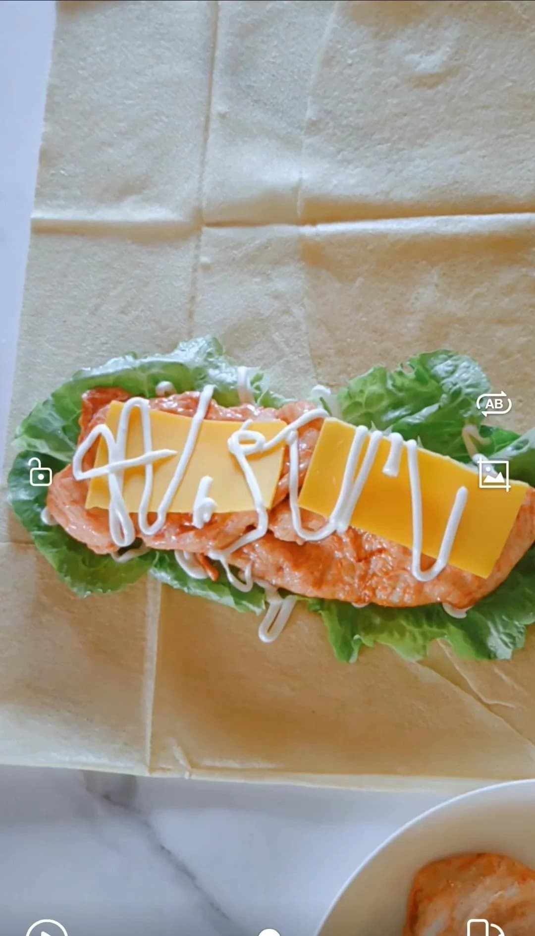Step 3 photo for Quick Breakfast Crispy Chicken Wrap — Healthy & Low-Fat
