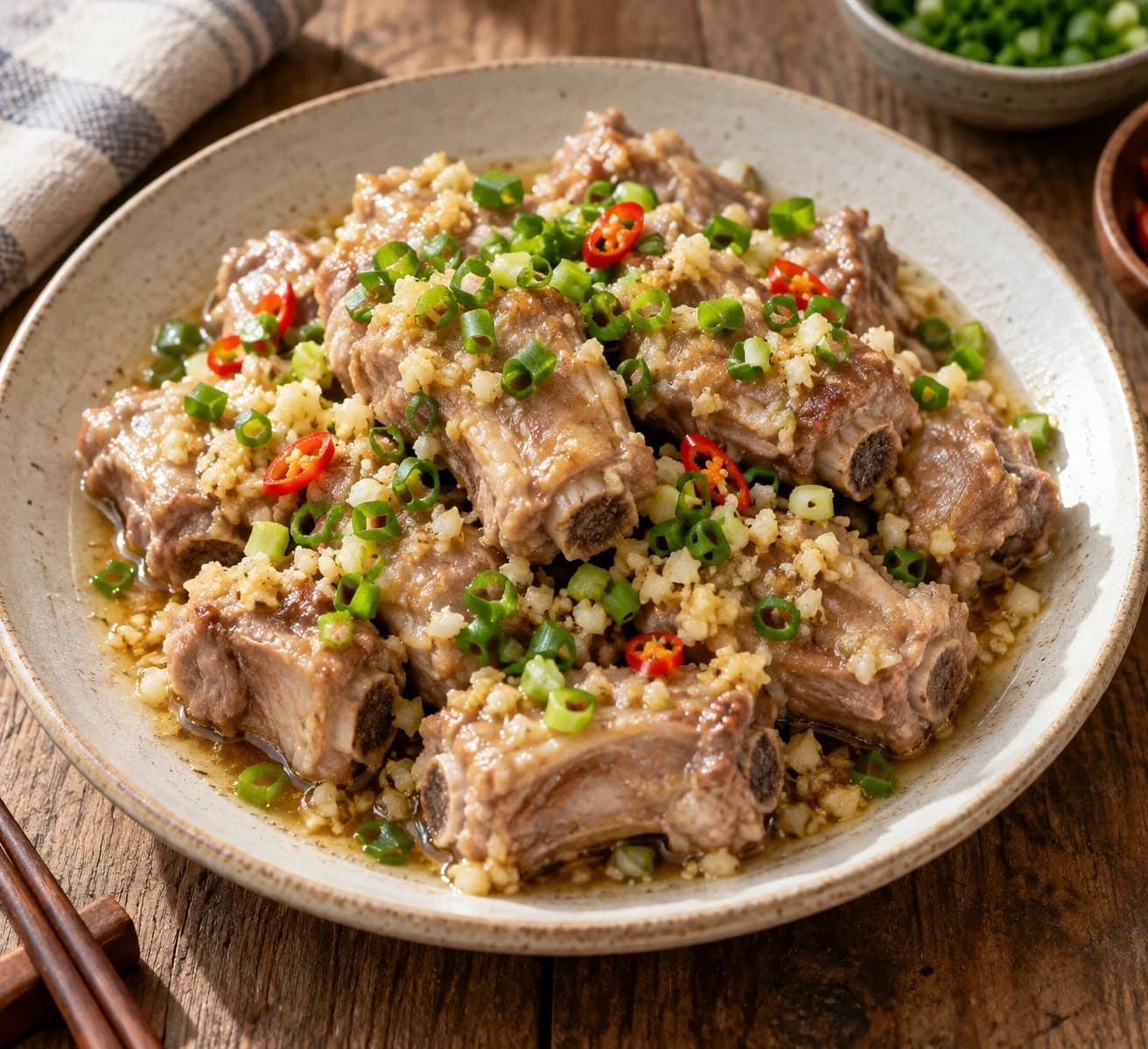 Foolproof Garlic Steamed Pork Ribs — finished dish, ready to serve.