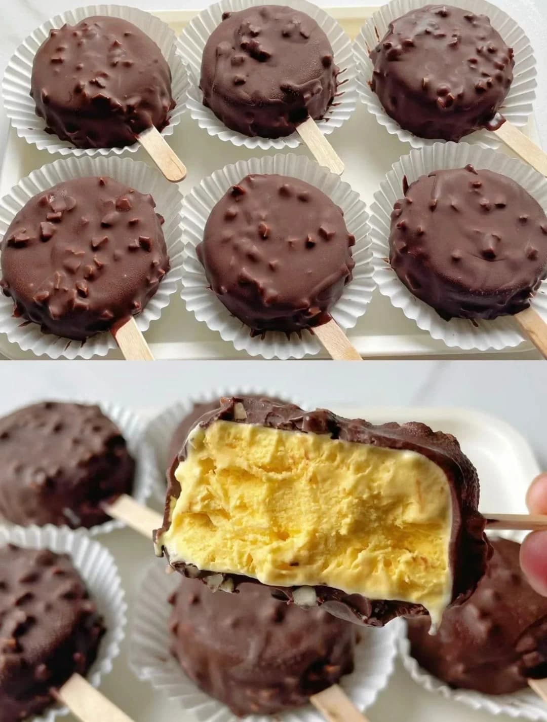 Mango Chocolate-Coated Ice Cream Bars — finished dish, ready to serve.