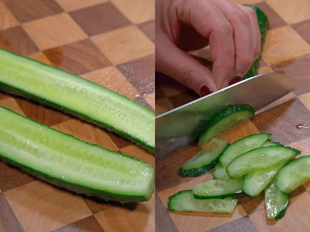 Cucumber and Egg Stir-Fry with Ham — step 1 visual checkpoint.