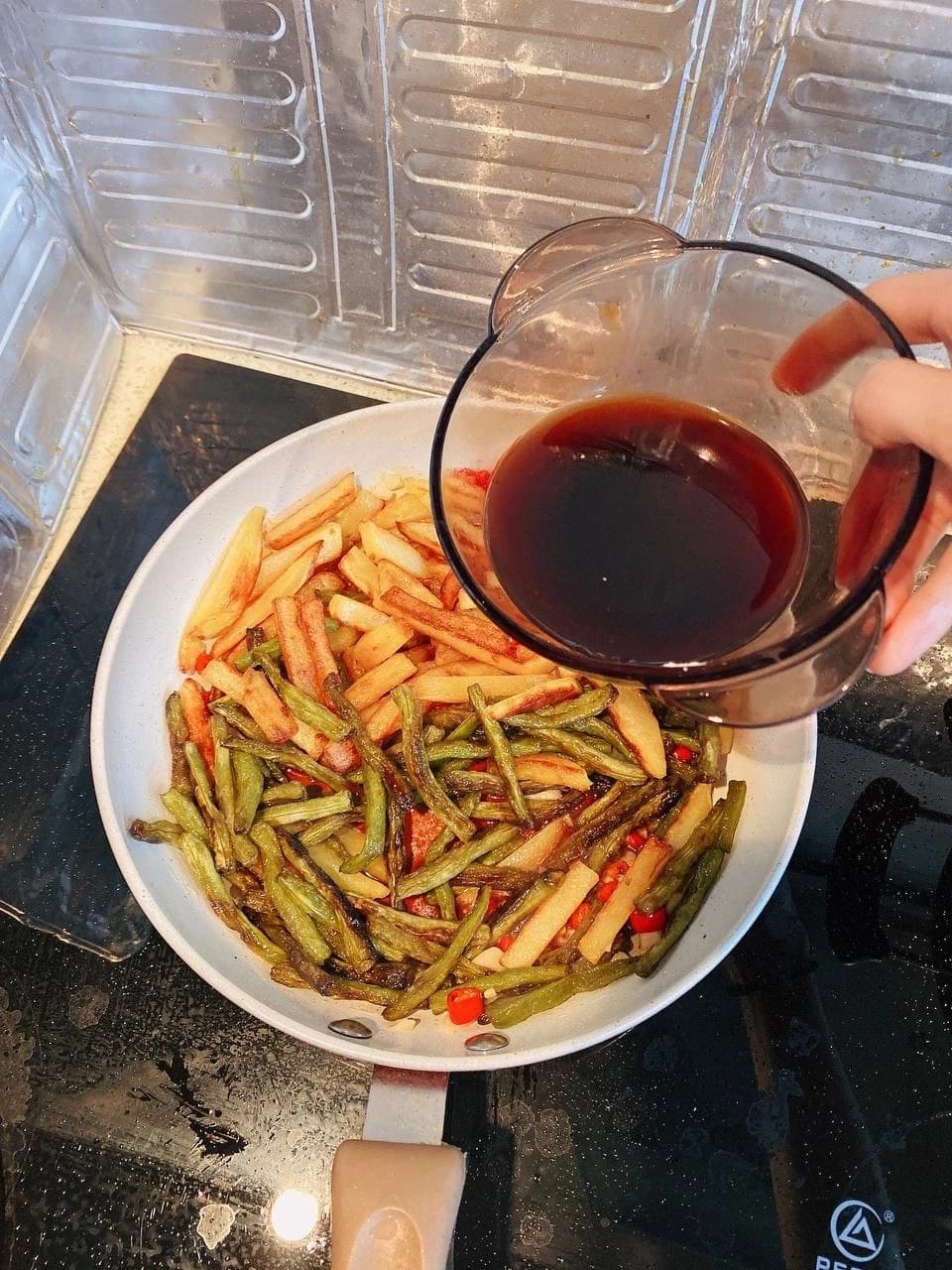 Dry-Fried Green Beans and Potatoes — step 7 visual checkpoint.