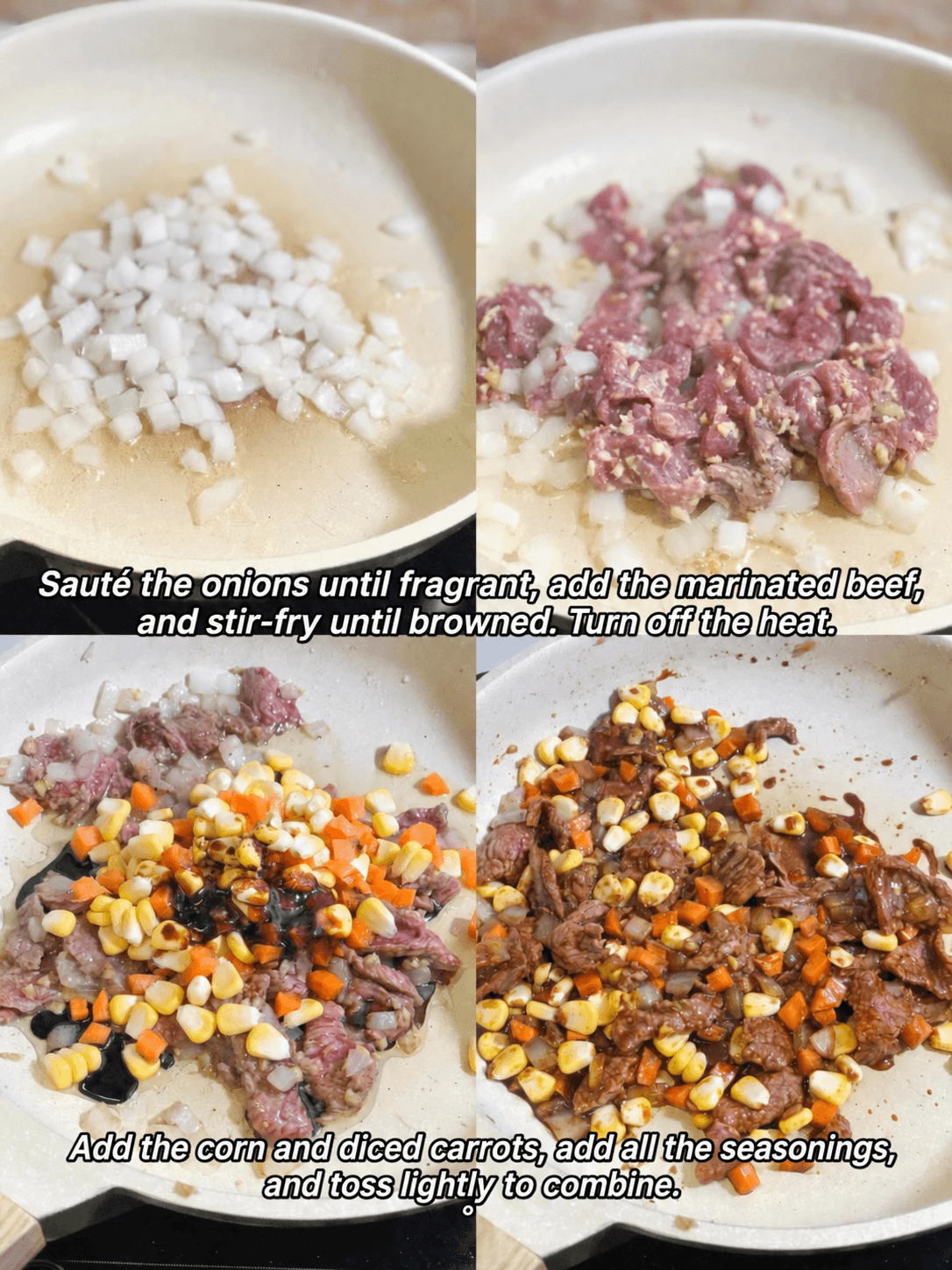 Beef Rice Cooker One-Pot Rice — step 2 visual checkpoint.