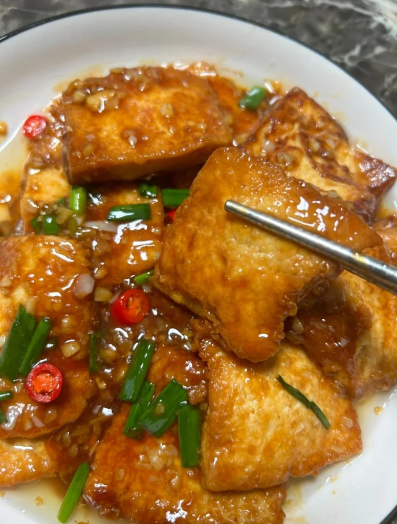 Crispy Pan-Fried Tofu with Savory Sauce
