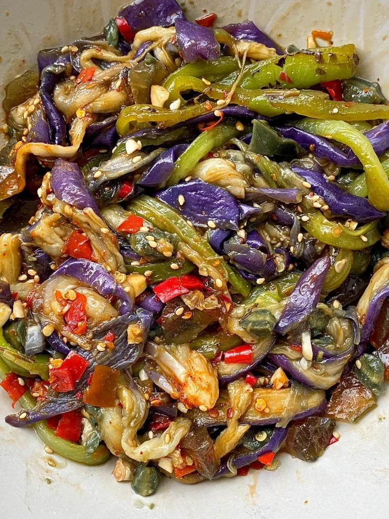 Smoky Green Pepper and Eggplant with Preserved Egg