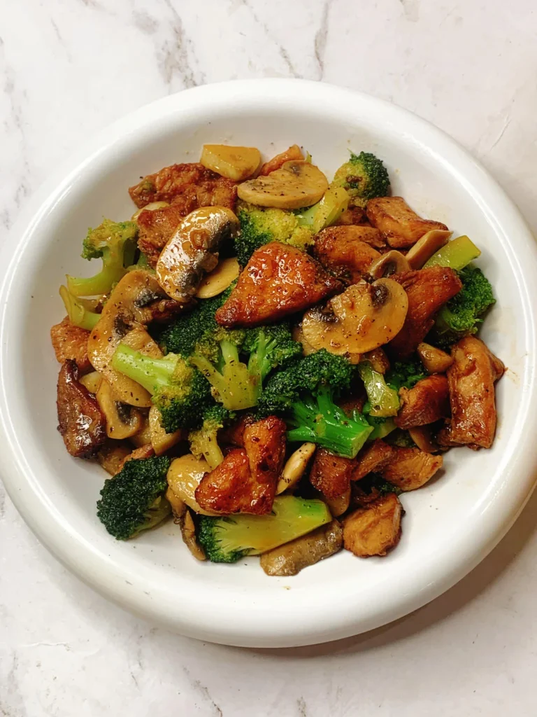 Broccoli and Mushroom Stir-fried Chicken Breast