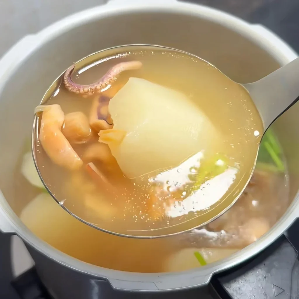 Squid, Dried Scallop, Pork Bone and White Radish Soup