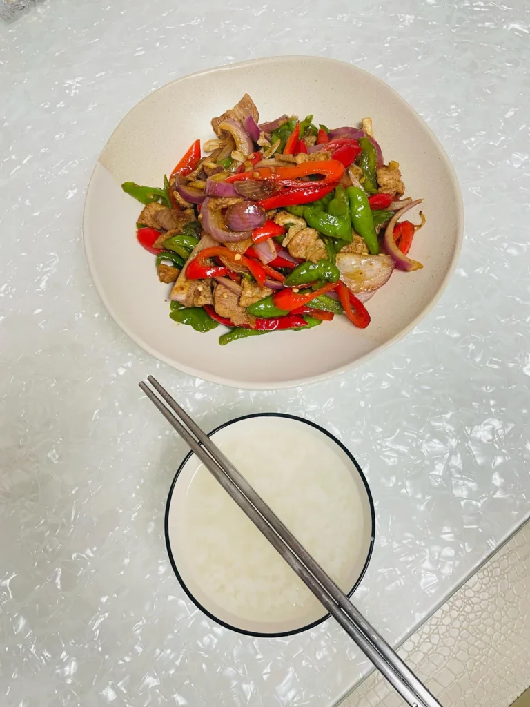 Stir-fried Pork (or Beef) with Bell Peppers and Onion