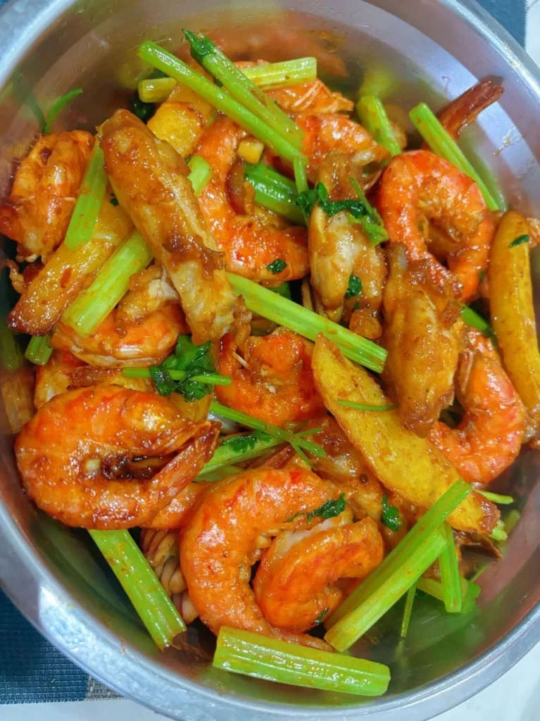 Dry Pot Chicken Wings and Shrimp