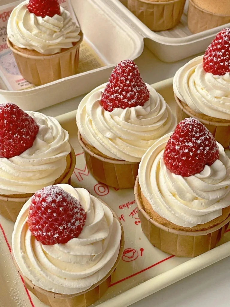 Cream Strawberry Cupcake