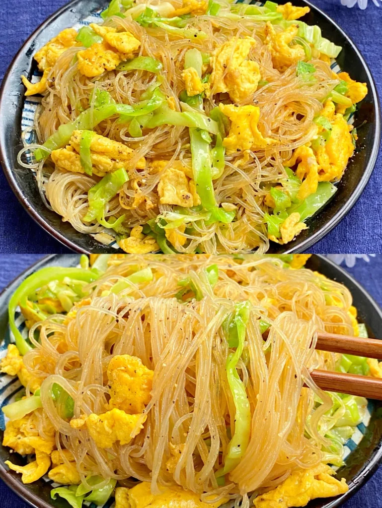 10-Minute Cabbage, Glass Noodles and Egg Stir-fry