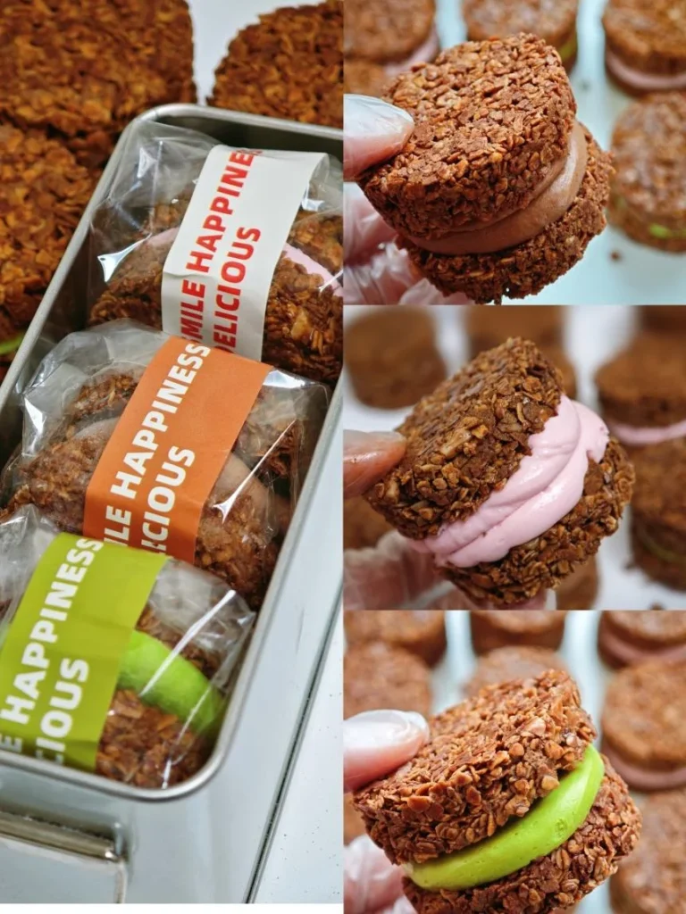 Crispy Chocolate Oat Sandwich Cookies with Cream Cheese Filling