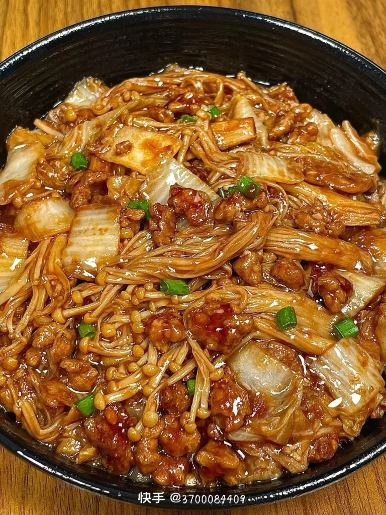 Enoki Mushroom and Minced Pork Baby Bok Choy