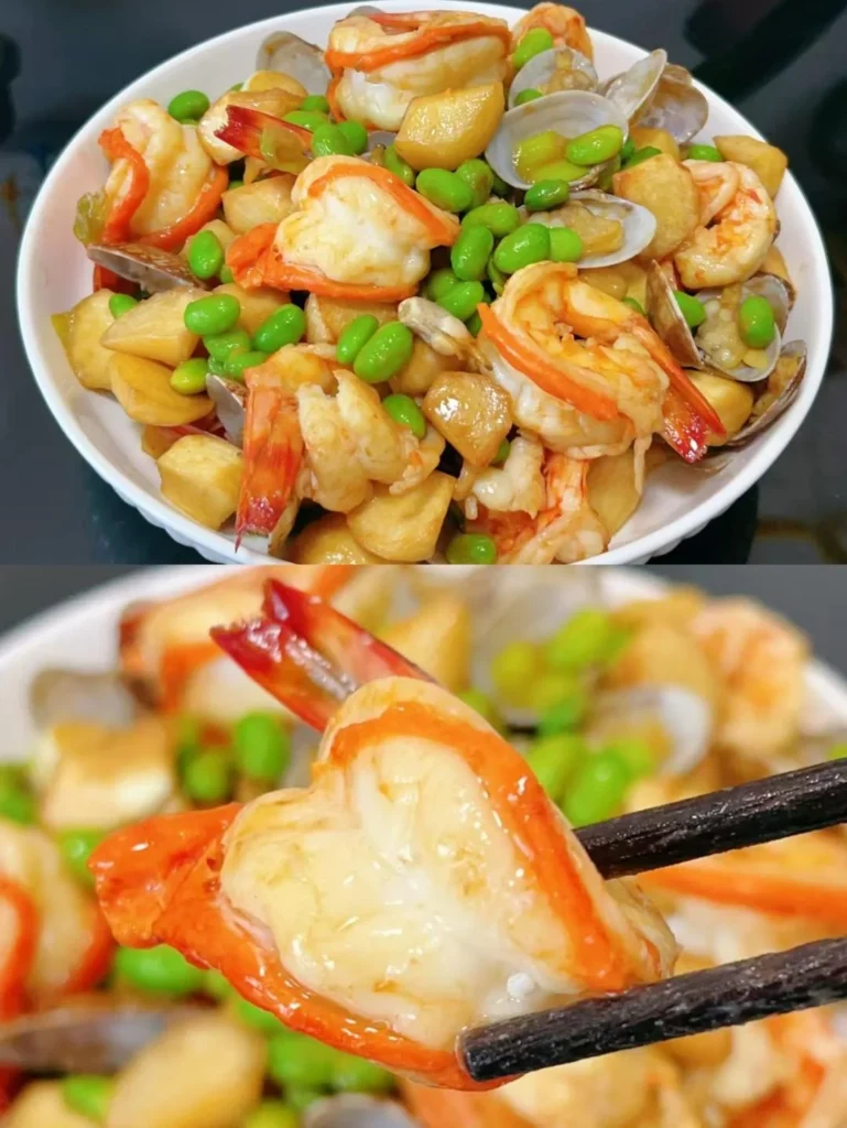Braised Three Delicacies with Water Bamboo (Low-Fat & Slimming)