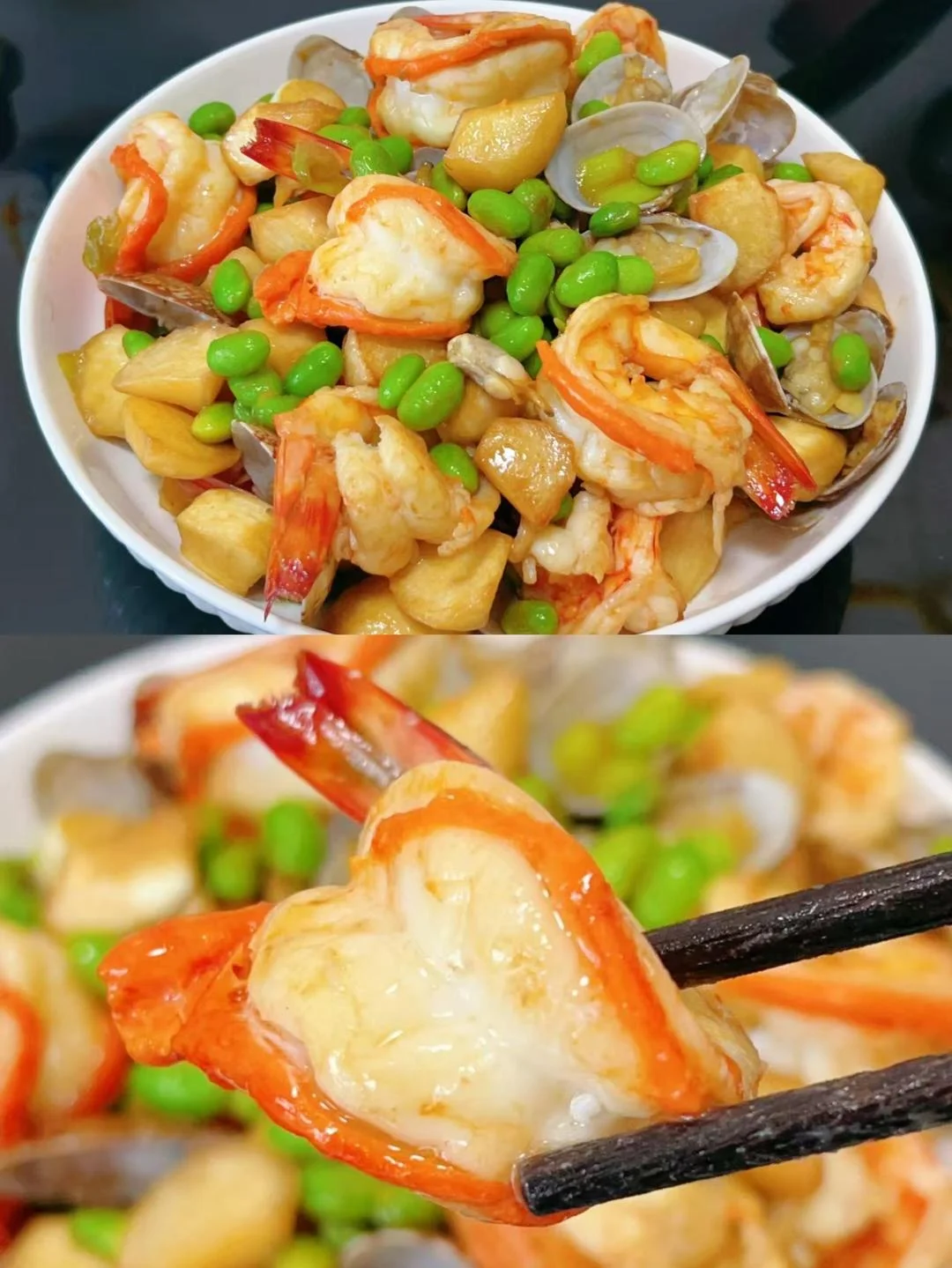 Braised Three Delicacies with Water Bamboo (Low-Fat & Slimming)