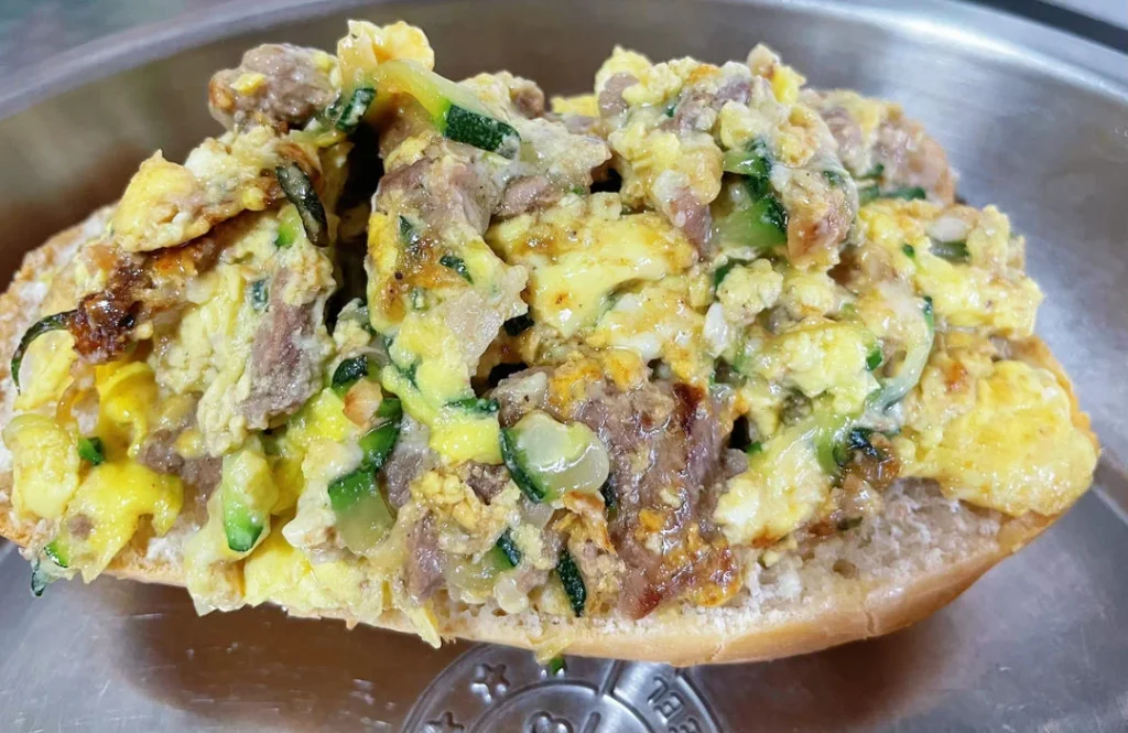 Vegetable Beef Scrambled Egg Cheese Ciabatta