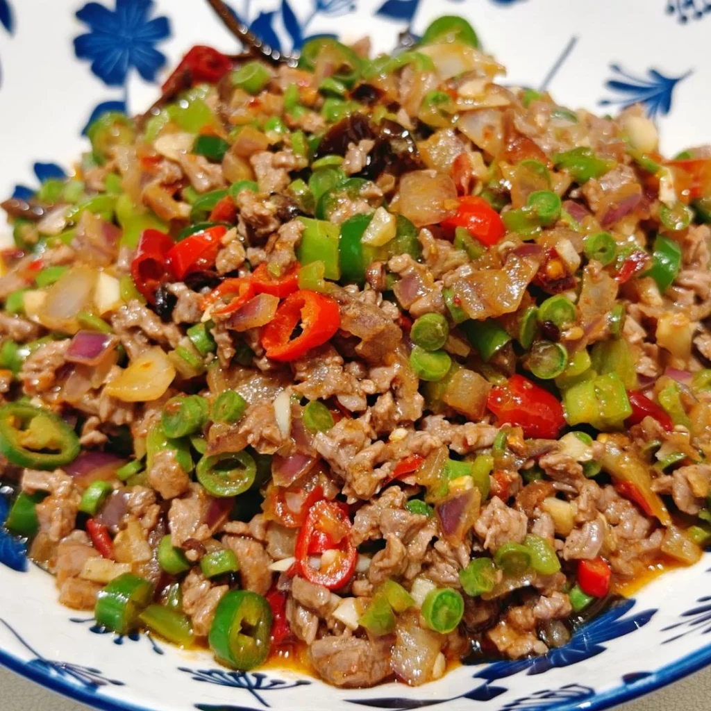 Stir-Fried Green Beans with Beef Cubes