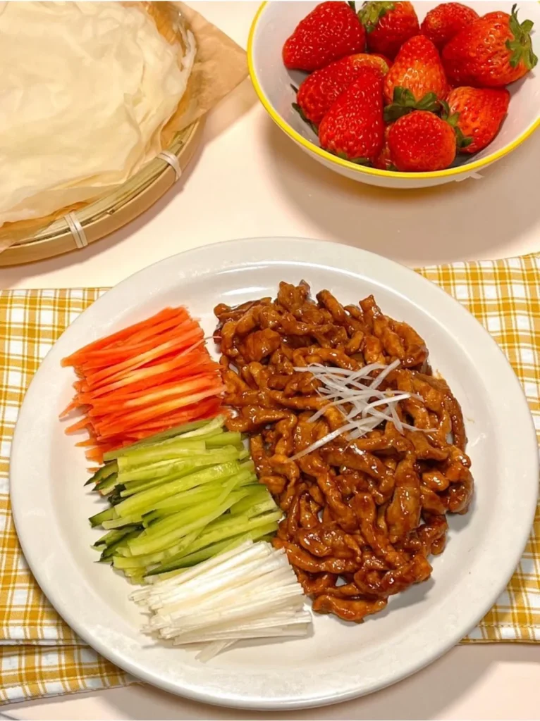 Spring-Style Beijing Sauce Shredded Pork Wraps