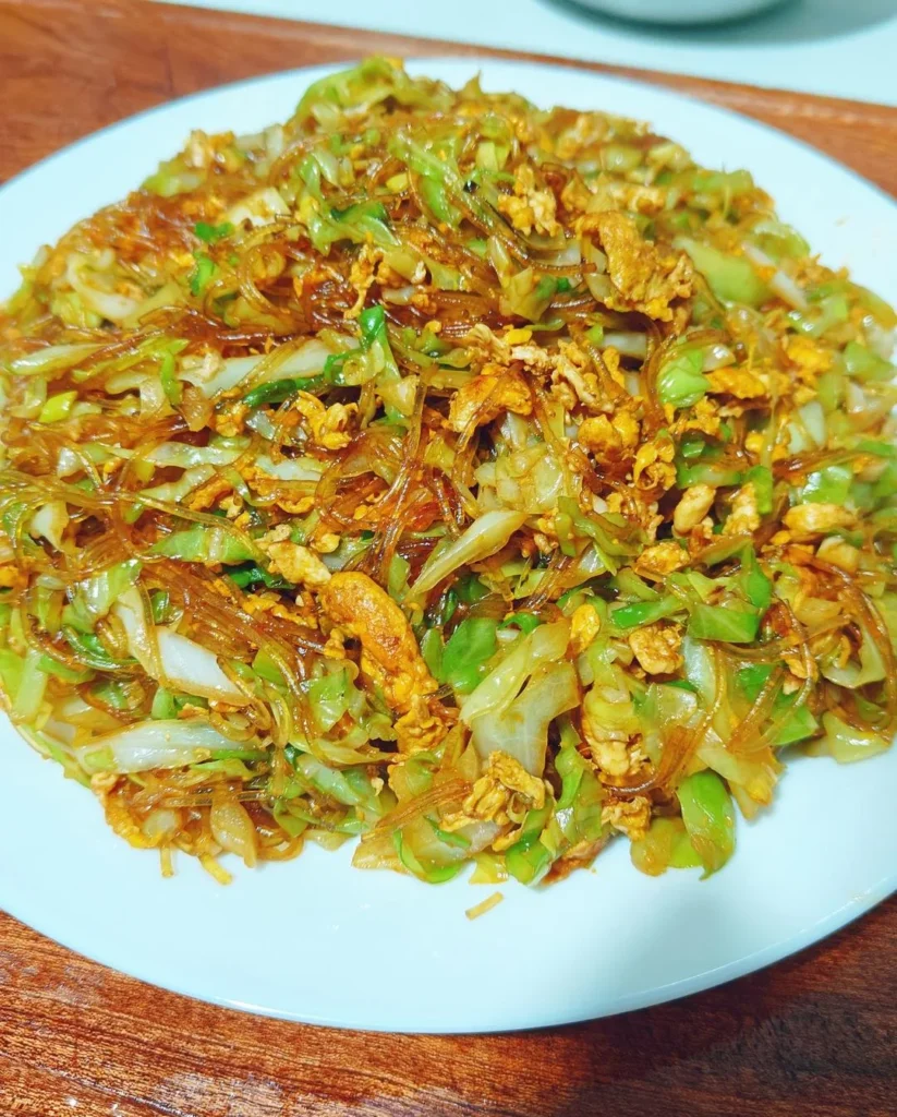 Stir-Fried Cabbage with Glass Noodles and Egg — Foolproof & Delicious