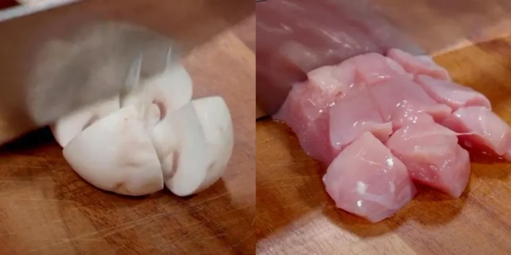 Button Mushrooms with Chicken Breast