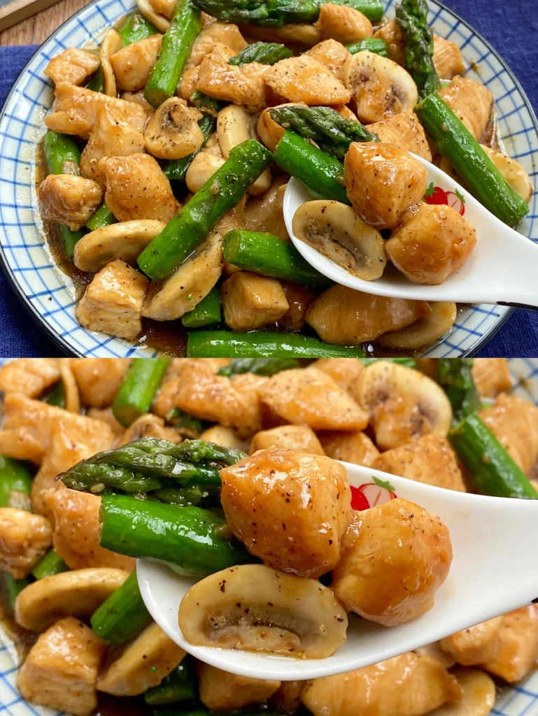 Low-Calorie Asparagus, Mushroom and Chicken Stir-Fry