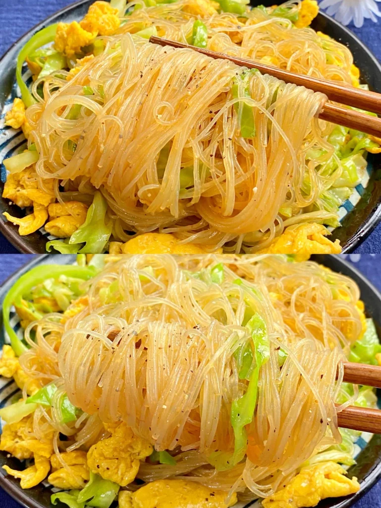 10-Minute Cabbage, Glass Noodles and Egg Stir-fry