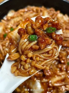Enoki Mushroom and Minced Pork Baby Bok Choy