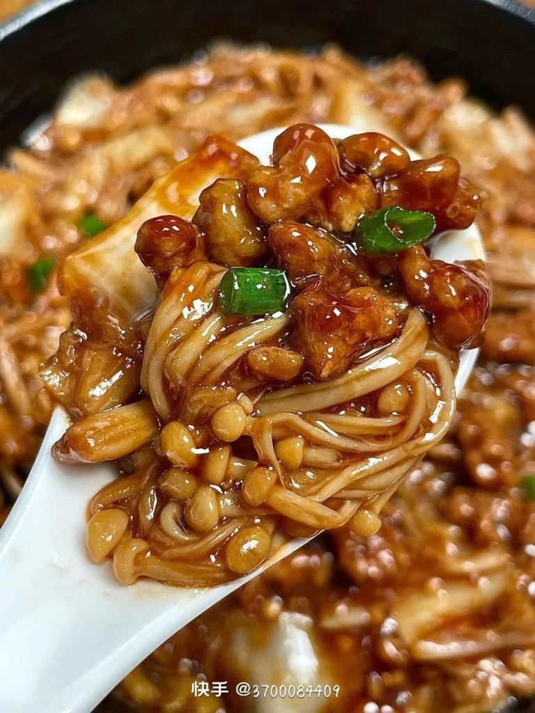 Enoki Mushroom and Minced Pork Baby Bok Choy