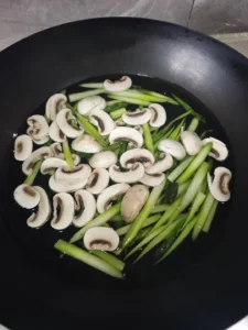 Asparagus and Mushroom — Oil-Free Low-Fat Quick Dish