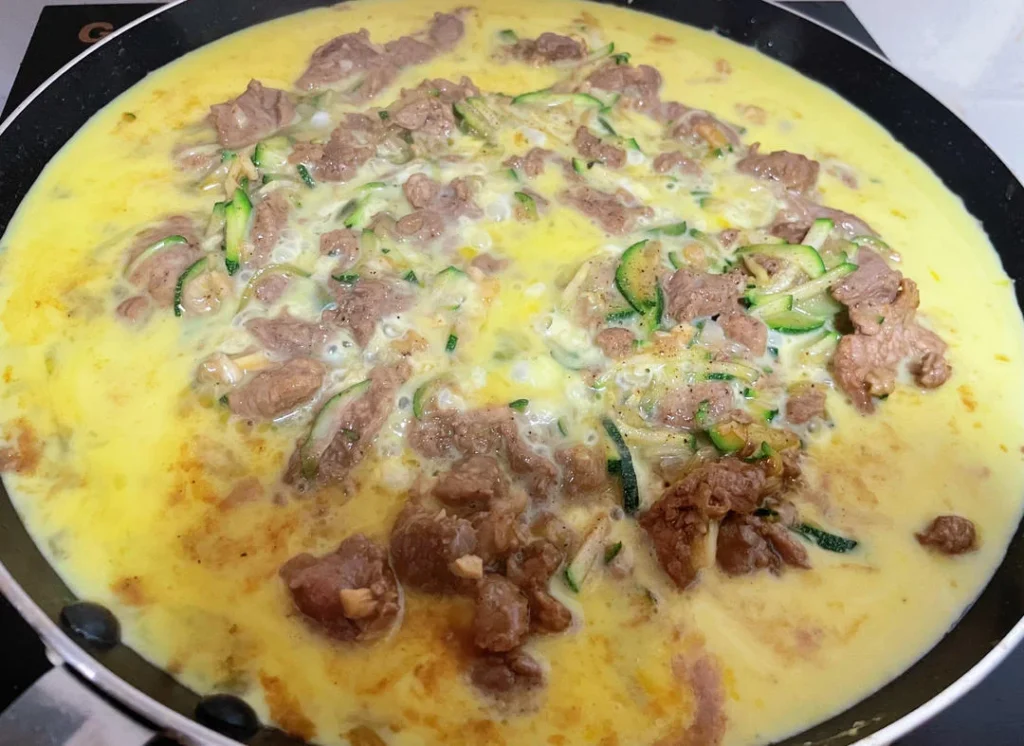 Vegetable Beef Scrambled Egg Cheese Ciabatta