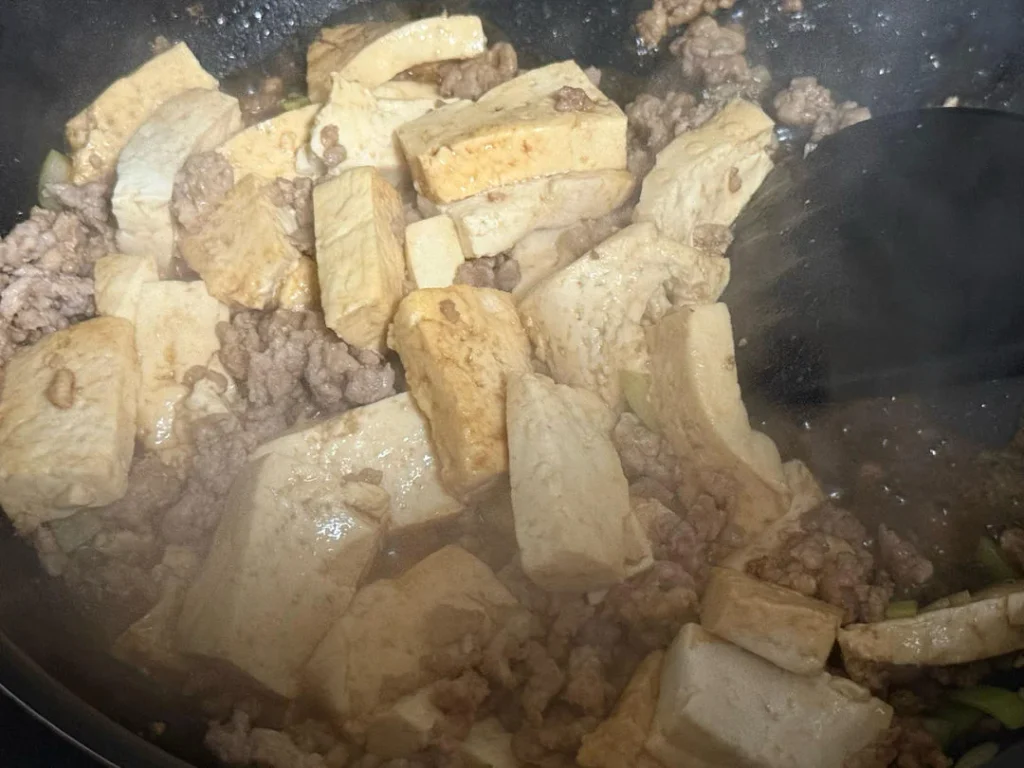 Minced Pork and Scallion Braised Tofu