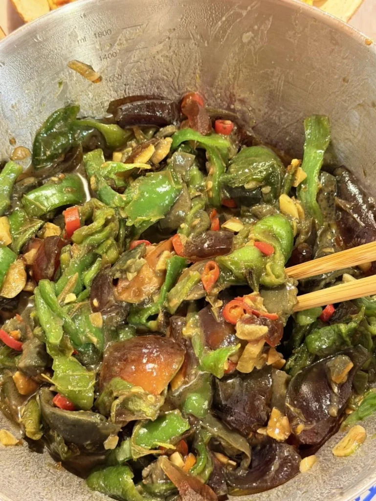 Hunan-Style Smashed Century Eggs with Roasted Peppers