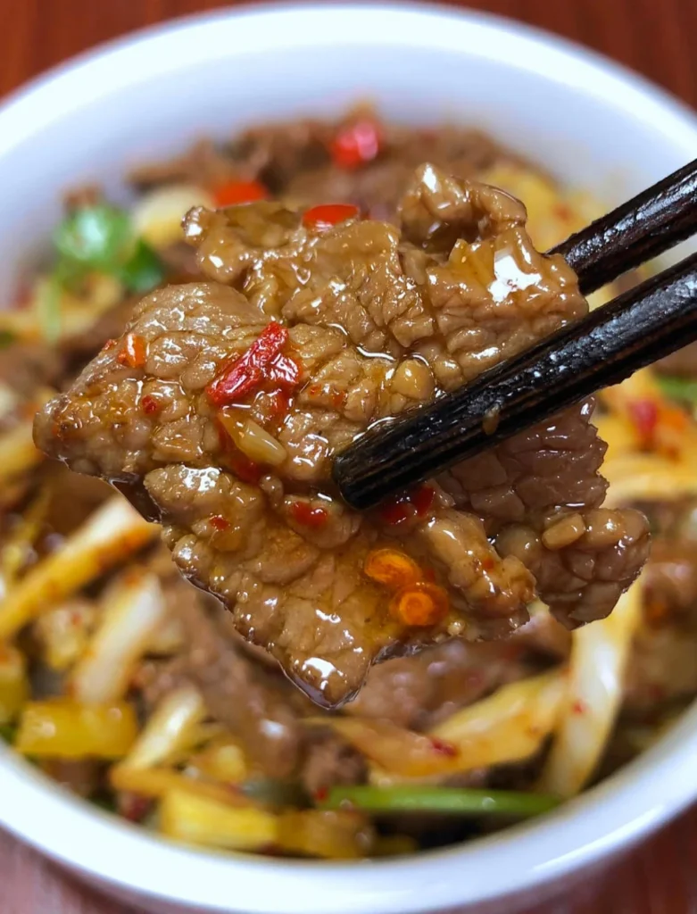 Stir-fried Beef with Napa Cabbage Stems
