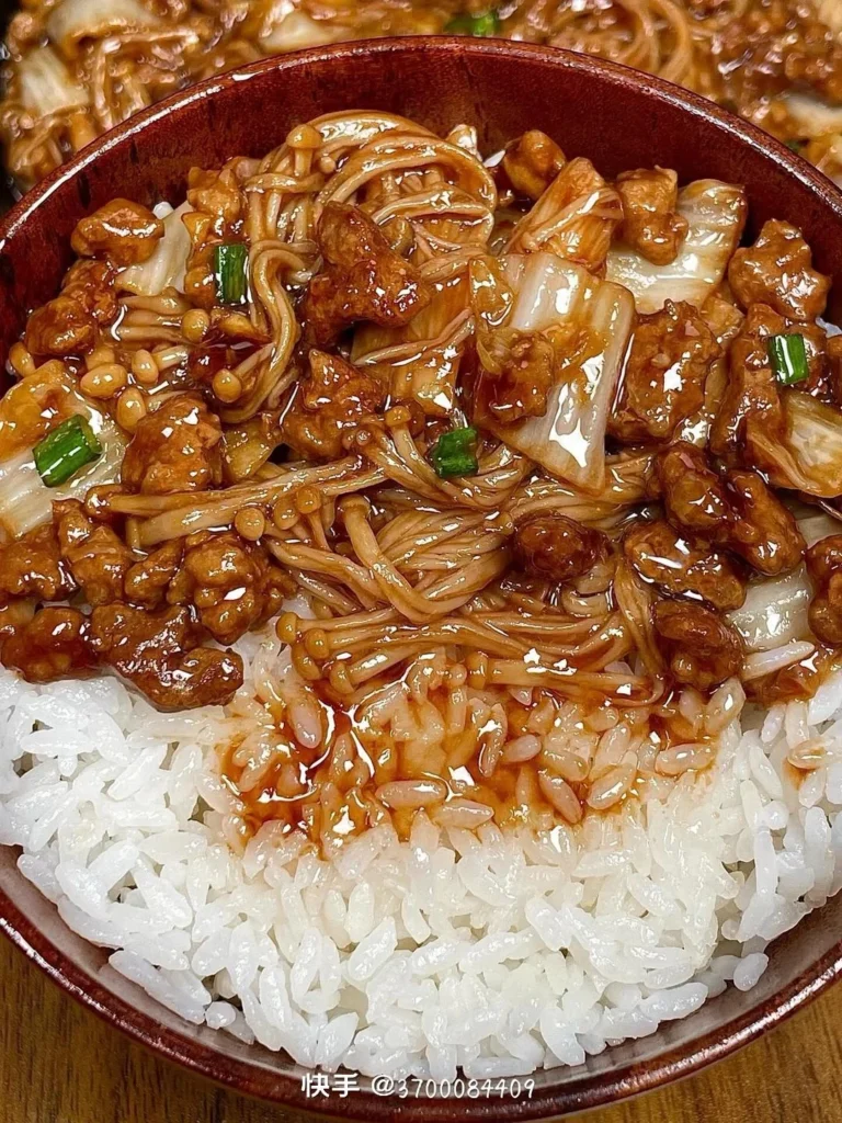 Enoki Mushroom and Minced Pork Baby Bok Choy