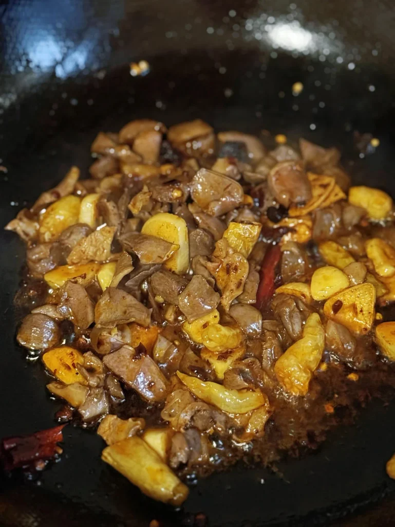 Stir-fried Duck Gizzards with Garlic Scapes